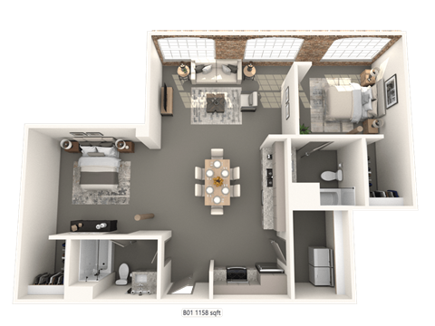 a 2 bedroom apartment at converse mill lofts in Spartanburg, SC.